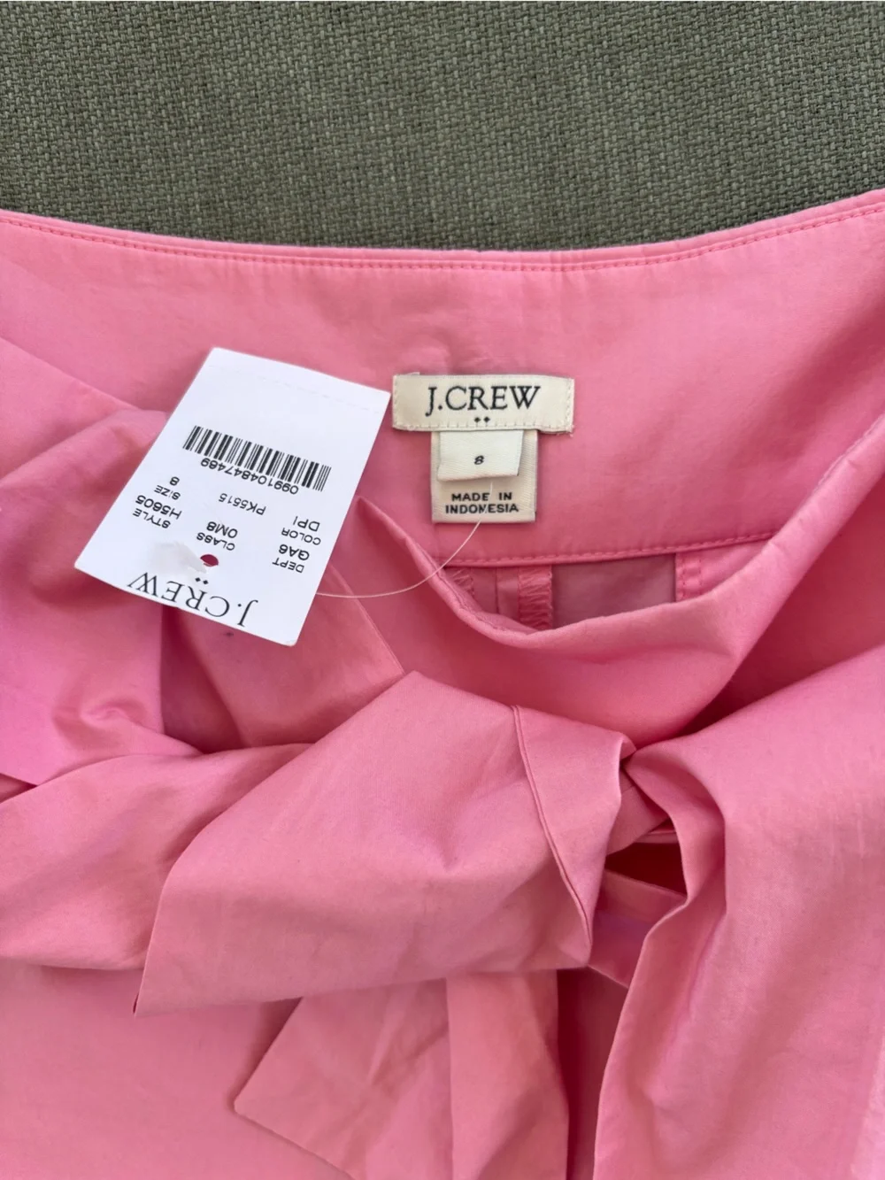 NWT J. Crew Pink High-Waist Tie-Front Shorts